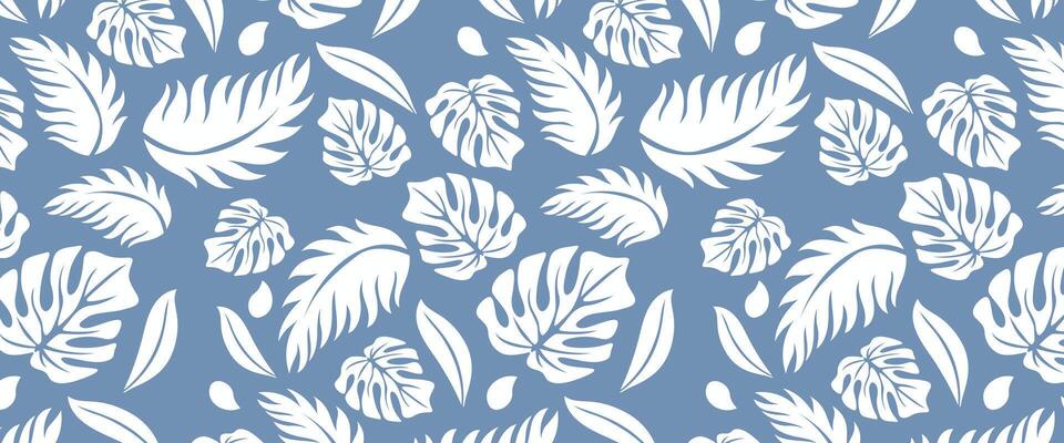 Modern tropical hand drawn floral pattern with abstract botanical seamless pattern background