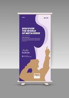 The Metaverse Virtual Reality Workshop roll up display standee banner design template vector