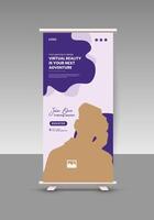 Virtual reality social roll up banner design or VR vertical banner template vector