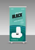 New Arrival Speaker Roll-up Banner Design or Exclusive Collection Music Speaker Sale Presentation Banner Design Template vector