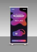 Virtual Reality Metaverse Event Online Training Roll-Up Banner Design Template or VR Workshop Event Display Standee Design vector