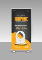 Black Friday Super Sale Roll-up Display Standee Banner Design Template and Gaming Headphone Presentation Banner Design vector