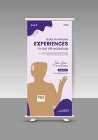 Gaming Playground Schedule roll up display standee banner design template vector