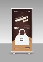 New collection bag sale roll-up display standee banner design template and Fashion bag sale presentation Banner Design vector