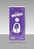 Cyber sale roll-up standee display banner design templates for music instrument sale vector