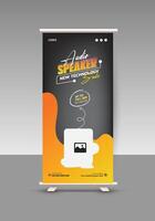 Audio Speaker Sale rollup Display Standee Banner Design Layout vector