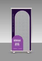 Virtual reality metaverse event online training roll up banner design template vector