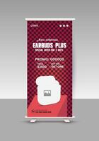 Modern and stylish new earbuds sale roll-up display standee banner design vector