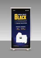 Audio Speaker Sale Roll-Up Banner Design Template and Black Friday Sale Display Standee Banner Design Layout vector