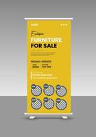 Roll up display standee banner design template for best furniture sale vector