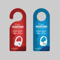 Modern and stylish headphone sale door hanger design with tow color bundle vector