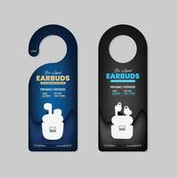 Wireless earphone door hanger design template with Two Color Variation Design vector
