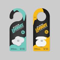 Black Friday super sale door hanger design template and an advertising level design for new earbuds Two Color Variation Design vector