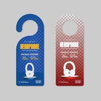 Door hanger design template for headphone marketing with two different color bundles vector