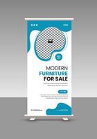 The new arrival furniture sales roll up display standee banner design template vector