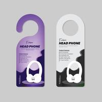 Music Headphone sale door hanger design template and web banner with two different color bundles vector