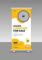 Best Minimal Furniture Sale roll up display standee banner design template vector