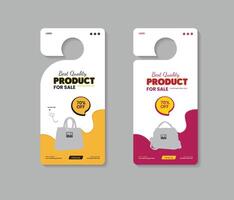 Vanity Bag Promotion Door Hanger Template with Two-Color Design Template vector