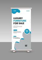 Minimal Furniture Sale roll up display standee banner design template vector
