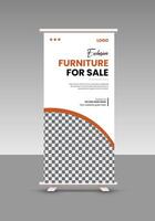Stylish Collection furniture Sale roll up display standee banner design template vector