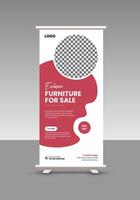Office furniture roll up display standee banner design template vector