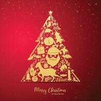 Decorative christmas elements tree holiday card background vector