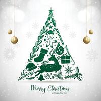 Decorative christmas elements tree holiday card background vector