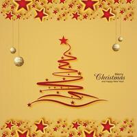 Merry christmas and happy new year greeting card tree background vector