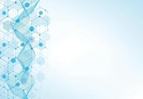 Hexagonal molecular structures in technology background. Science and Medical design vector