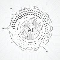Artificial intelligence circuit line style. Machine learning design. Smart network digital technology vector