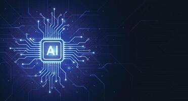 Abstract artificial intelligence chipset on circuit board background design concept. Futuristic technology network vector