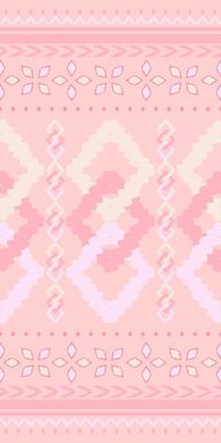Traditional Elegance Royal Silk Pattern with floral Blossom. Springs season's feel. Diamond Frame Geometric Textile Handmade works. Beautiful warm color Stripe Border Decoration. Ethnic Blooming Peach