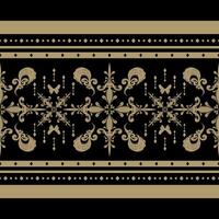 Mystery Black and Gold Sparkle with Florals Bud Leaves and Butterfly. Repeating Seamless Pattern Border for Glamour Delicate Style. Gothic Chandelier Lights vector