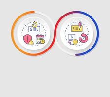 Recourse VS non-recourse factoring infographics circles sequence. Types of financial agreement. Visualization layout with 2 steps. Info chart loop process presentation vector