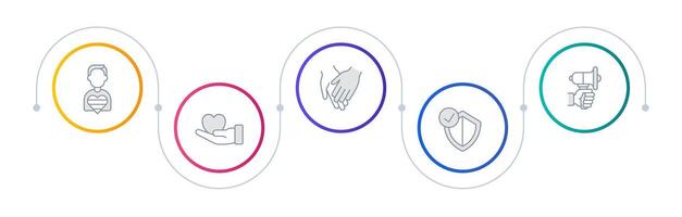 LGBT community infographic circles. Social rights, support. Gender equality, acceptance. Editable thin line icons diagram process with 5 steps vector