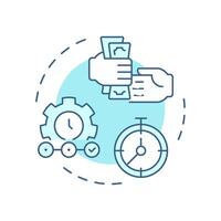 Funding speed soft blue concept icon. Choosing factoring company. Fast financial processes. Contract terms. Round shape line illustration. Abstract idea. Graphic design. Easy to use in article vector