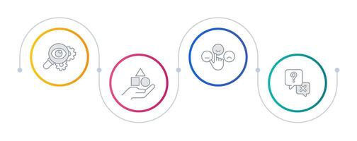 Objection handling infographic circles. Customer service, positive attitude. Sales skill. Editable thin line icons diagram process with 4 steps vector