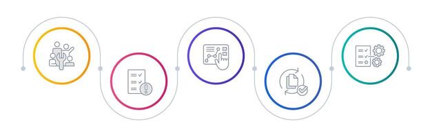 Data recovery organization infographic circles. Risk evaluation, compliance. Asset management. Editable thin line icons diagram process with 5 steps vector