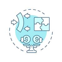 Flexible financing soft blue concept icon. Benefits of factoring. Adaptable solutions. Scales with dollar signs. Round shape line illustration. Abstract idea. Graphic design. Easy to use in article vector