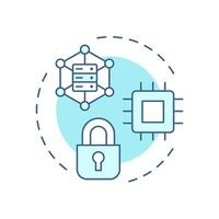 Confidential computing soft blue concept icon. Type of privacy enhancing technologies. Secure data processing. Round shape line illustration. Abstract idea. Graphic design. Easy to use in article vector