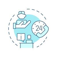 Customer service soft blue concept icon. Choosing factoring company. Around the clock customer service. Round shape line illustration. Abstract idea. Graphic design. Easy to use in article vector