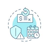 Resource factoring soft blue concept icon. Symbolizing financial responsibility and risk. Shield with alert sign. Round shape line illustration. Abstract idea. Graphic design. Easy to use in article vector