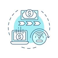 Enhanced cash flow soft blue concept icon. Boosts working capital. Benefits of factoring. Financial liquidity. Round shape line illustration. Abstract idea. Graphic design. Easy to use in article vector