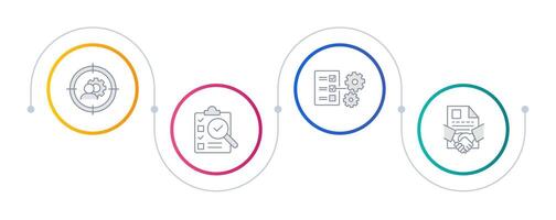 Stakeholders control infographic circles. Share holder, prioritization. Business documentation. Editable thin line icons diagram process with 4 steps vector