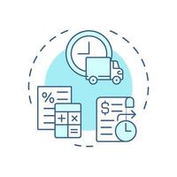 Sell and invoice customers soft blue concept icon. Factoring process. Debtor transaction details. Round shape line illustration. Abstract idea. Graphic design. Easy to use in article vector