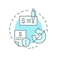 Non-recourse factoring soft blue concept icon. Risk-free financial transactions. Document with shield. Round shape line illustration. Abstract idea. Graphic design. Easy to use in article vector