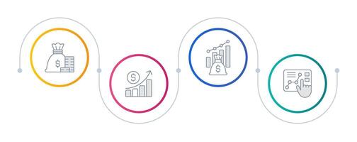 Profit forecasting infographic circles. Cash flow, business. Accounting management, revenue. Editable thin line icons diagram process with 4 steps vector