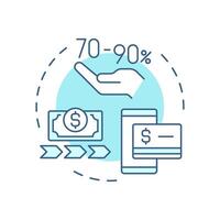 Receive advanced payment soft blue concept icon. Factoring process. Dollar bill with arrows indicating cash flow. Round shape line illustration. Abstract idea. Graphic design. Easy to use in article vector