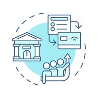 Factor soft blue concept icon. Financial institution. Money transfer process. Factoring company. Bank building. Round shape line illustration. Abstract idea. Graphic design. Easy to use in article vector