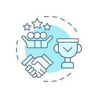 Factoring company reputation soft blue concept icon. Industry expertise. Reliable service. Choosing company. Round shape line illustration. Abstract idea. Graphic design. Easy to use in article vector